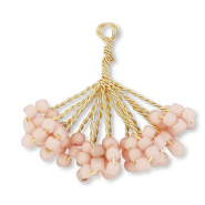 Hangers van glaskralen bloem Gold-vintage pink
