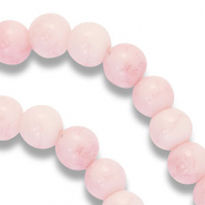 8 mm glaskralen Misty rose-white