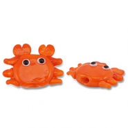 Handgeschilderde glaskralen krab Orange-black-white