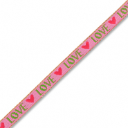 BY31&reg; Lint met tekst "Love" Dark pink-green-red-gold