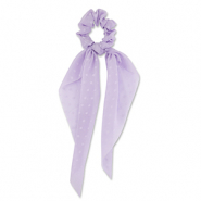 Scrunchies haarelastiek met lint dots Light purple