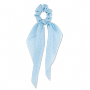 Scrunchies haarelastiek met lint dots Light blue