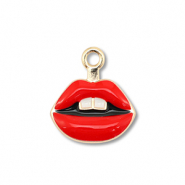 Bedels metaal enamel kiss Gold-red