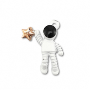 Bedels metaal enamel astronaut Gold-white-black