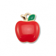 Bedels metaal enamel appel Gold-red-green