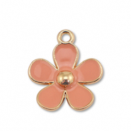 Bedels metaal enamel bloem Gold-terracotta rose