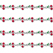 Roestvrij stalen (RVS) Stainless steel onderdelen jasseron kers Silver-red-green