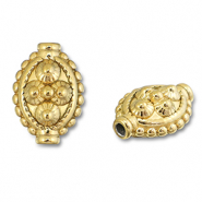 Roestvrij stalen (RVS) Stainless steel kralen ovaal met stippen Gold