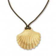 Statement kettingen touw met schelp Dark green-gold