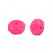 Resin kralen rondellen 12mm Neon pink