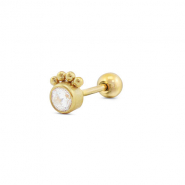 Roestvrij stalen (RVS) Stainless steel oorpiercing rond met bollen Gold
