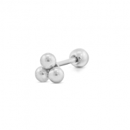 Roestvrij stalen (RVS) Stainless steel oorpiercing met bollen Silver