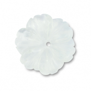 Natuursteen kralen bloem Transparent white