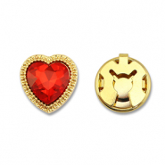 Eco-brass® metaal button covers hart Gold-red