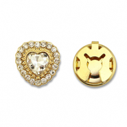 Eco-brass® metaal button covers zirkonia hart Gold-crystal