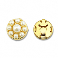Eco-brass® metaal button covers parels Gold-white
