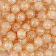 8 mm glaskralen met glitters Coral orange-gold