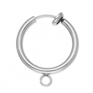 Roestvrij stalen (RVS) Stainless steel onderdelen clipoorbellen creolen met oogje 18mm Silver