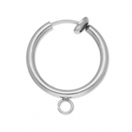 Roestvrij stalen (RVS) Stainless steel onderdelen clipoorbellen creolen met oogje 16mm Silver