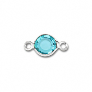 Roestvrij stalen (RVS) stainless steel onderdelen tussenstuk rond Silver-aquamarine blue