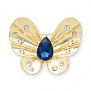 Broches vlinder Gold-dark blue-transparent