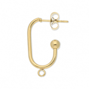 Roestvrij stalen (RVS) Stainless steel onderdelen oorbellen / oorstekers langwerpig ovaal met oogje Gold