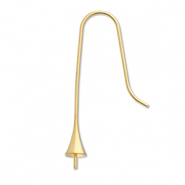 Roestvrij stalen (RVS) Stainless steel onderdelen oorbellen / oorhanger met eindkapje Gold