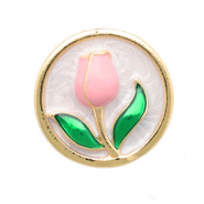 Pins tulp Gold-light pink-green-white