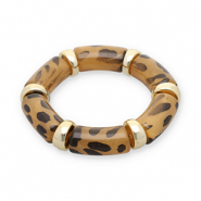 Resin armbanden met luipaardprint Gold-transparent light amber brown-black