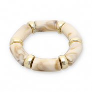 Resin armbanden Gold-off white-beige
