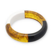 Resin armbanden bangle Transparent amber brown-white