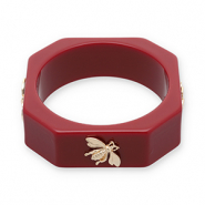 Resin armbanden bangle met bij Dark red-gold