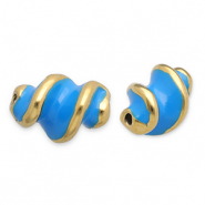Roestvrij stalen (RVS) Stainless steel kralen twisted Gold-blue