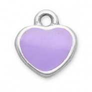 Roestvrij stalen (RVS) Stainless steel bedels hart Silver-lilac