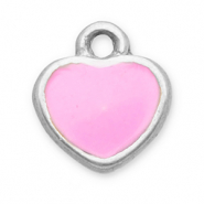 Roestvrij stalen (RVS) Stainless steel bedels hart Silver-pink