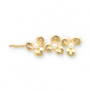Haaraccessoires schuifspeld bloemen met imitatieparels Gold-white