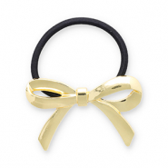 Haaraccessoires haarelastiek met metaal strik Gold-black