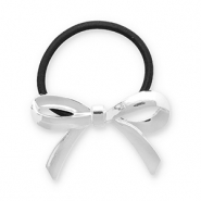 Haaraccessoires haarelastiek met metaal strik Silver-black