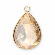 Roestvrij stalen (RVS) Stainless steel bedels facet druppel Gold-champagne