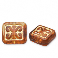 Acryl kralen rechthoek Cognac brown-gold