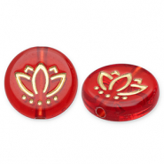 Acryl kralen disc met lotus Red-gold