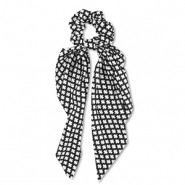 Scrunchies haarelastiek met lint Black-off white
