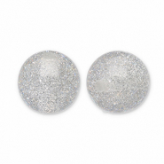 8 mm acryl kralen met glitter Grey-silver