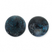 8 mm acryl kralen met glitter Black-turquoise