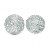 12 mm acryl kralen met glitter Grey-Silver