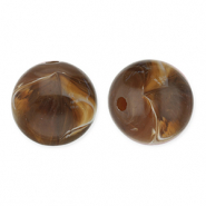 12 mm acryl kralen rond Dark brown-white