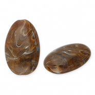 Acryl kralen langwerpig ovaal Dark brown-white