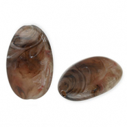 Acryl kralen langwerpig ovaal Brown-white