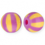 12 mm acryl kralen met strepen Purple-light orange
