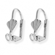 Roestvrij stalen (RVS) stainless steel onderdelen sluitbare oorhangers schelp met oogje Silver